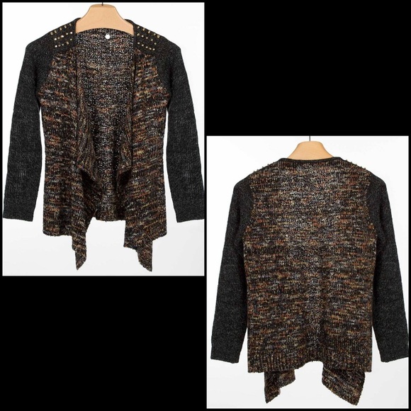 BKE Boutique Studded Marled Yarn Cardigan - Picture 2 of 10